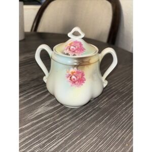 Vintage B T Co. Bone China Hand Painted Sugar‎ Bowl w/ lid Germany